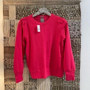 🩷 NWT Gap Factory hot pink puff sleeve crewneck sweatshirt sz S 🩷